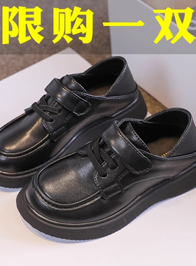真皮英伦小皮鞋软底中大童学生男孩校园表演配西装儿童黑色演出鞋