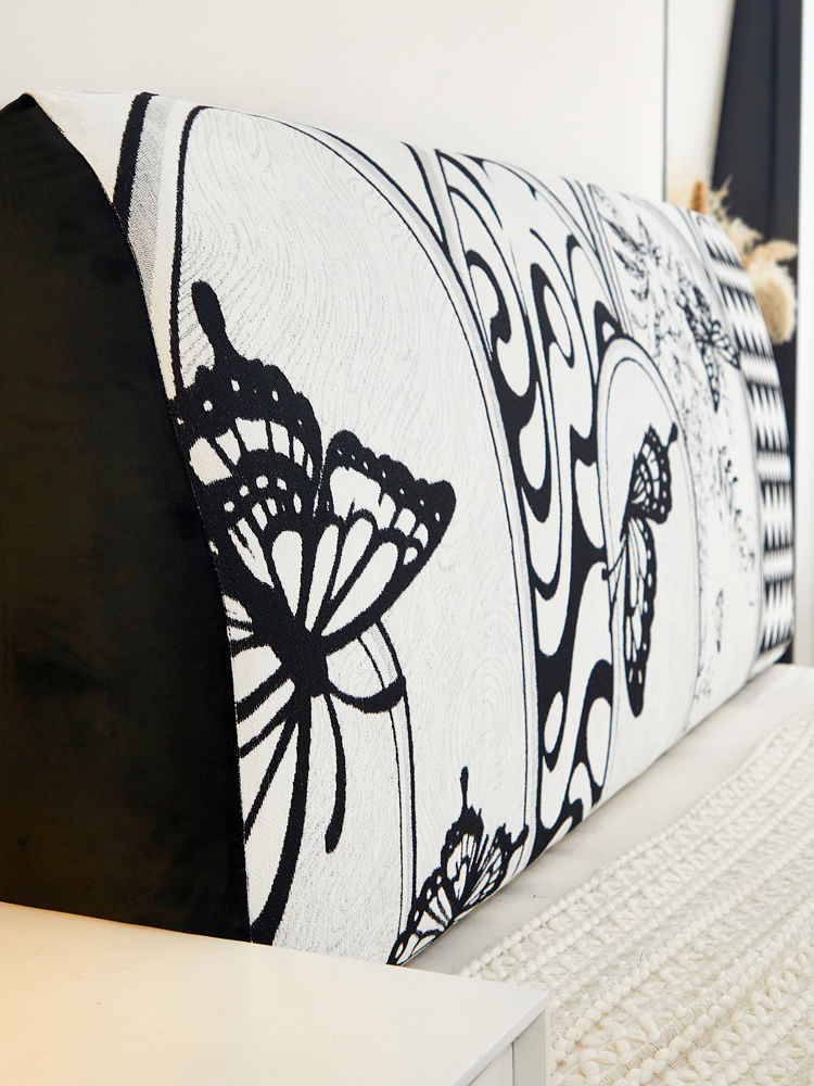 法式床头柜软皮床靠背全包织物简易风格加厚木制床头柜防尘保护套