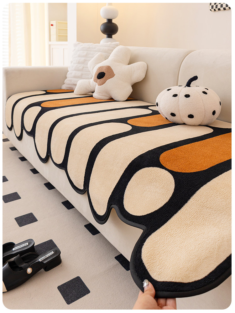 高档异形沙发垫秋冬长毛绒高档直排防滑套布面真皮沙发专用防滑垫