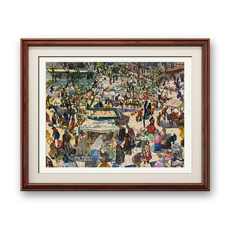 奧斯卡·拉斯克《热闹的交易市场》客厅餐厅玄关装饰画 挂画