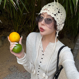 亚麻V领修身 显瘦开衫 针织衫 新款 上衣 女春季 爱姐家ELSISSI休闲长袖