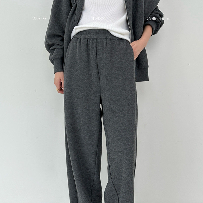 ELSISSI针织运动宽松阔腿裤女2025秋季新款休闲松紧腰alo裤子