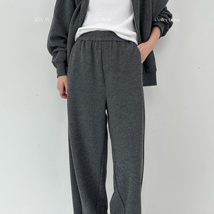 ELSISSI针织运动宽松阔腿裤女2025秋季新款休闲松紧腰alo裤子