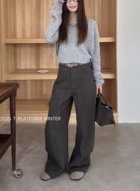 MAR  [T台]广州十三行韩系休闲拖地裤冬季植绒香蕉裤93202