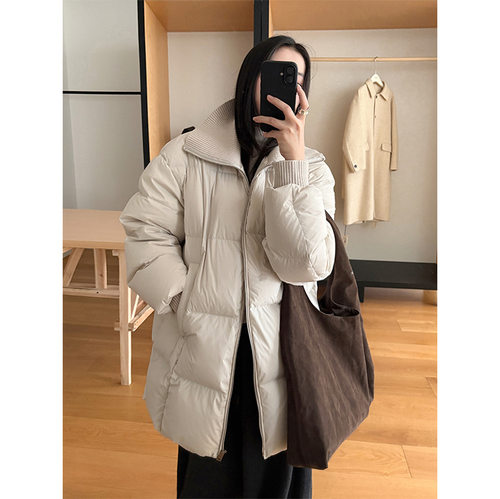 TG  mar针织拼接蓬蓬云感超厚羽绒服外套女翻领阔型羽绒服26052