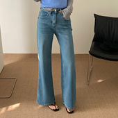 后袋带盖拼独特水洗喇叭牛仔裤 MAR 春TOP广州十三行韩版 5772