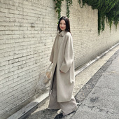 立领双面羊绒大衣冬加长款 特价 大衣elsissi爱姐家时尚 毛呢外套