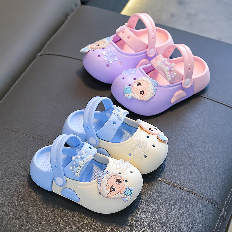 女童洞洞鞋可爱卡通外穿沙滩凉拖鞋小中大童软底女孩儿童包头鞋