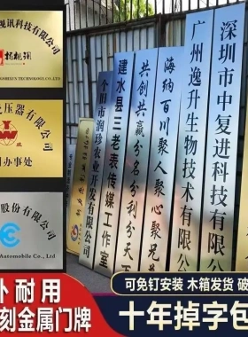 公司门牌广告牌挂墙式钛金牌