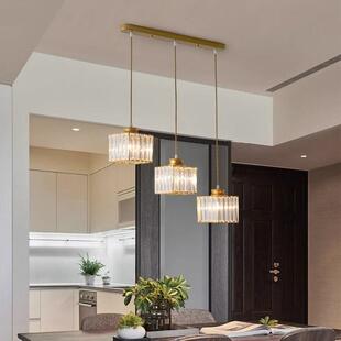 家用餐厅专用灯现代轻奢水晶吊灯餐厅灯简约大气吧台三头一字长条