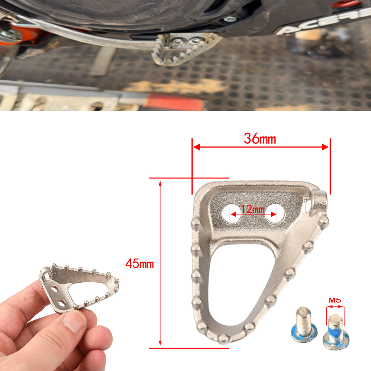 改装不锈钢防滑三角刹车头踏板适用恒舰克维斯KTM越野摩托车配件