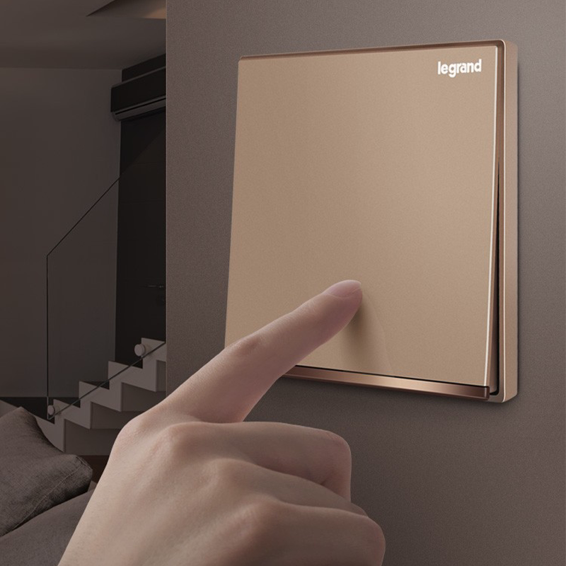 罗格朗逸景玫瑰金带LED指示灯开关插座面板多孔五孔插16a空调插座