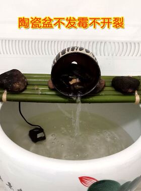 鱼缸竹排流水摆件竹垫配件流水板竹子装饰diy摆件不可漂浮流水器