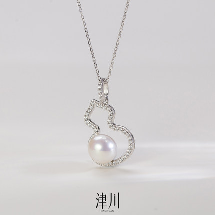 平安小确幸 天然淡水葫芦锁骨链  8-9mm S925银 简约百搭