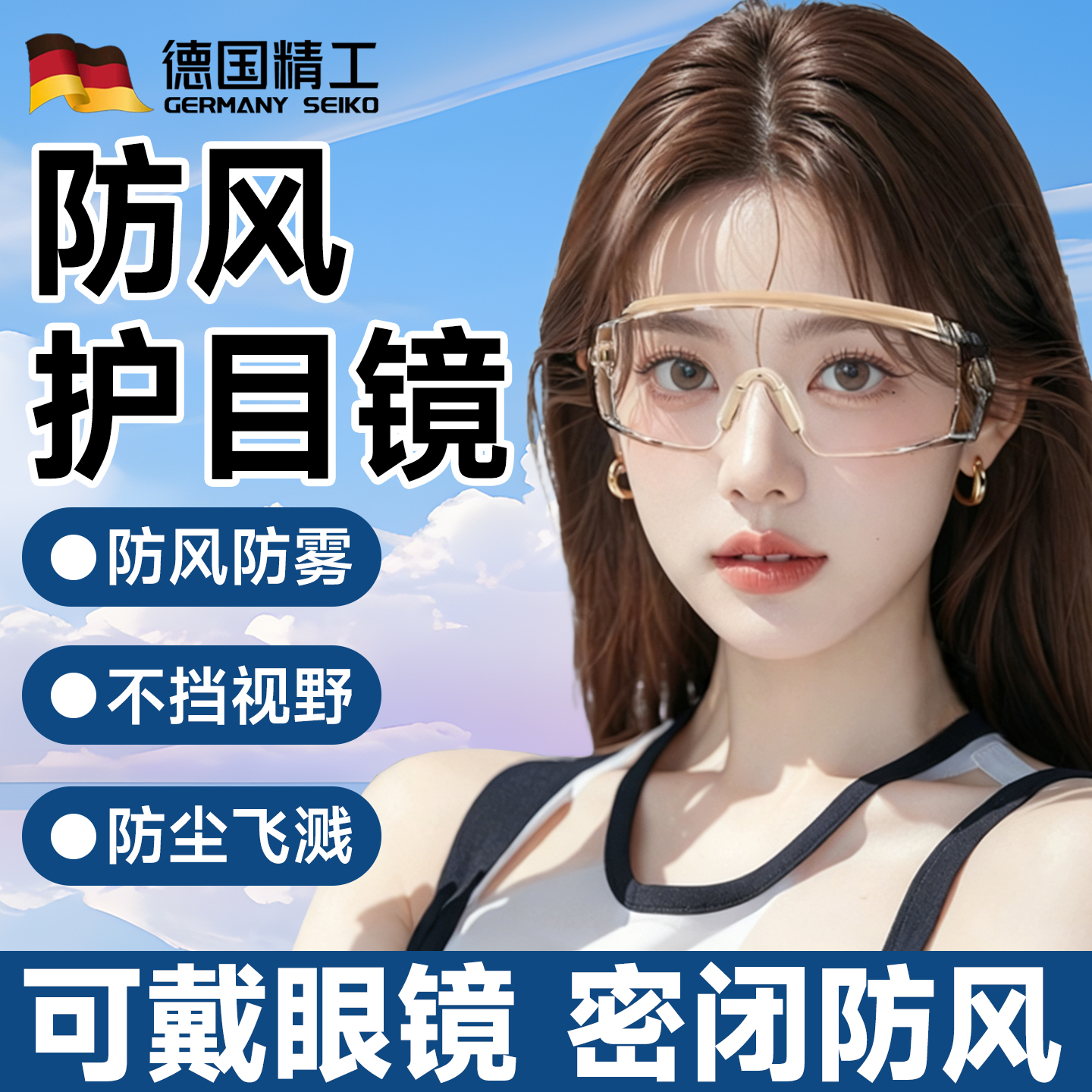 德国精工防风眼镜高清防雾