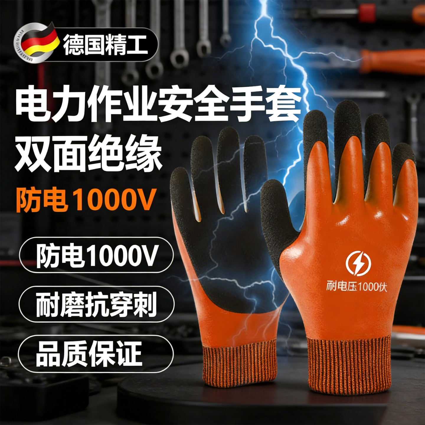 国标电工绝缘手套防静电220v低压高压1000V薄款新能源汽车维修