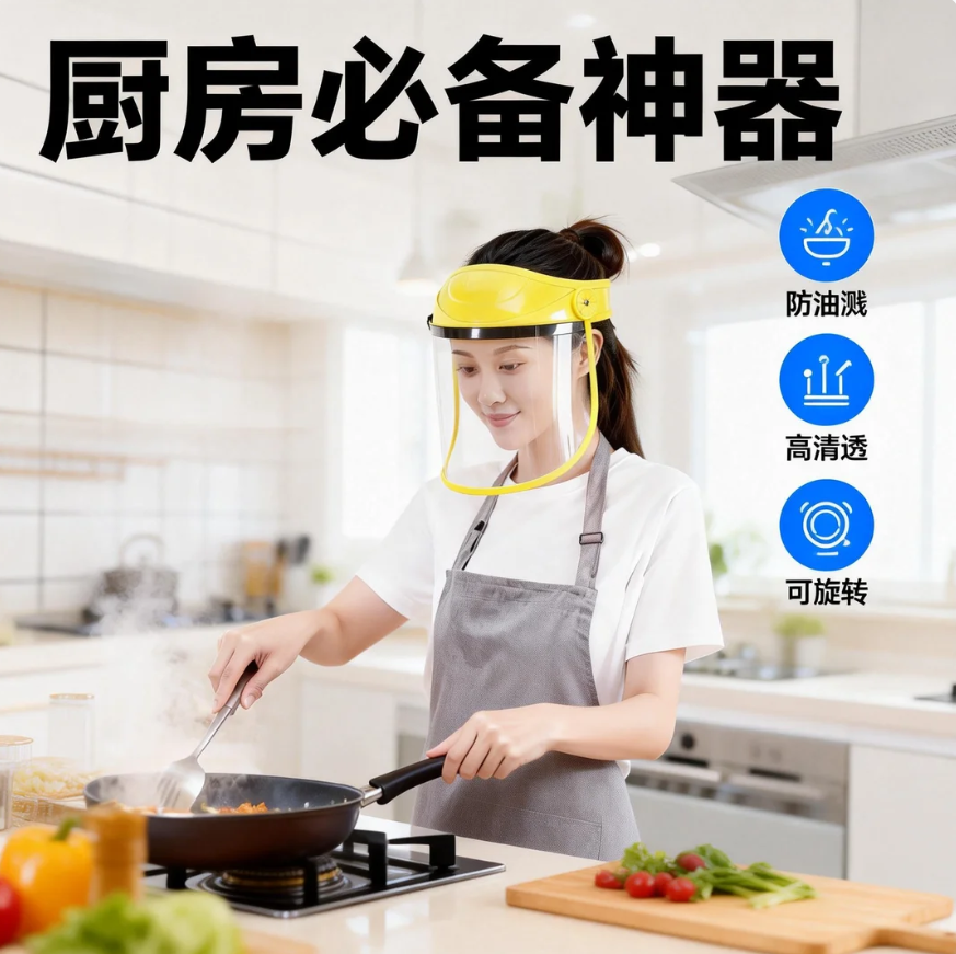 做饭防油烟面罩全脸高清神器全脸防护挡油溅神器透明罩炒菜厨房,居家日用,防护面具/罩,淘宝优惠券,粉丝福利购,淘宝优惠卷