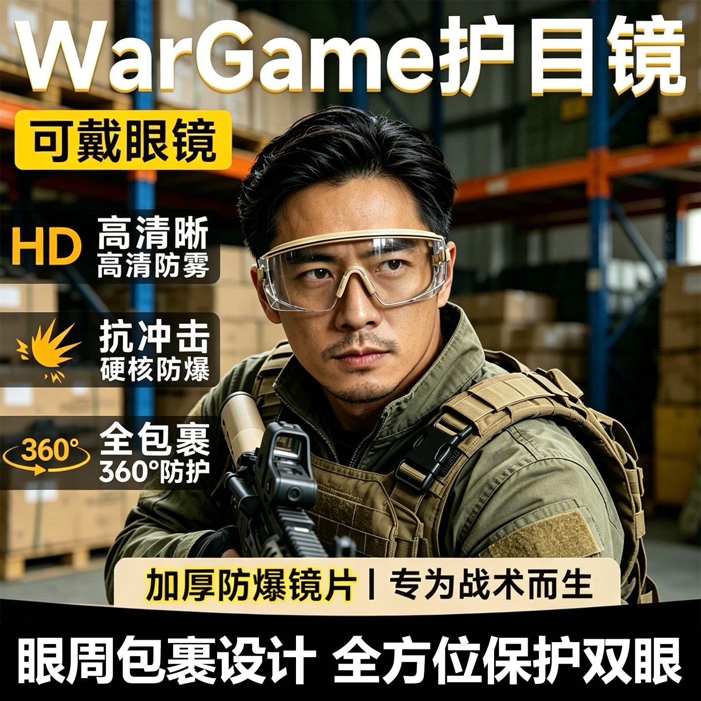 战术眼镜男wargame射击专用护目镜近视军版军迷墨镜战斗防爆风镜