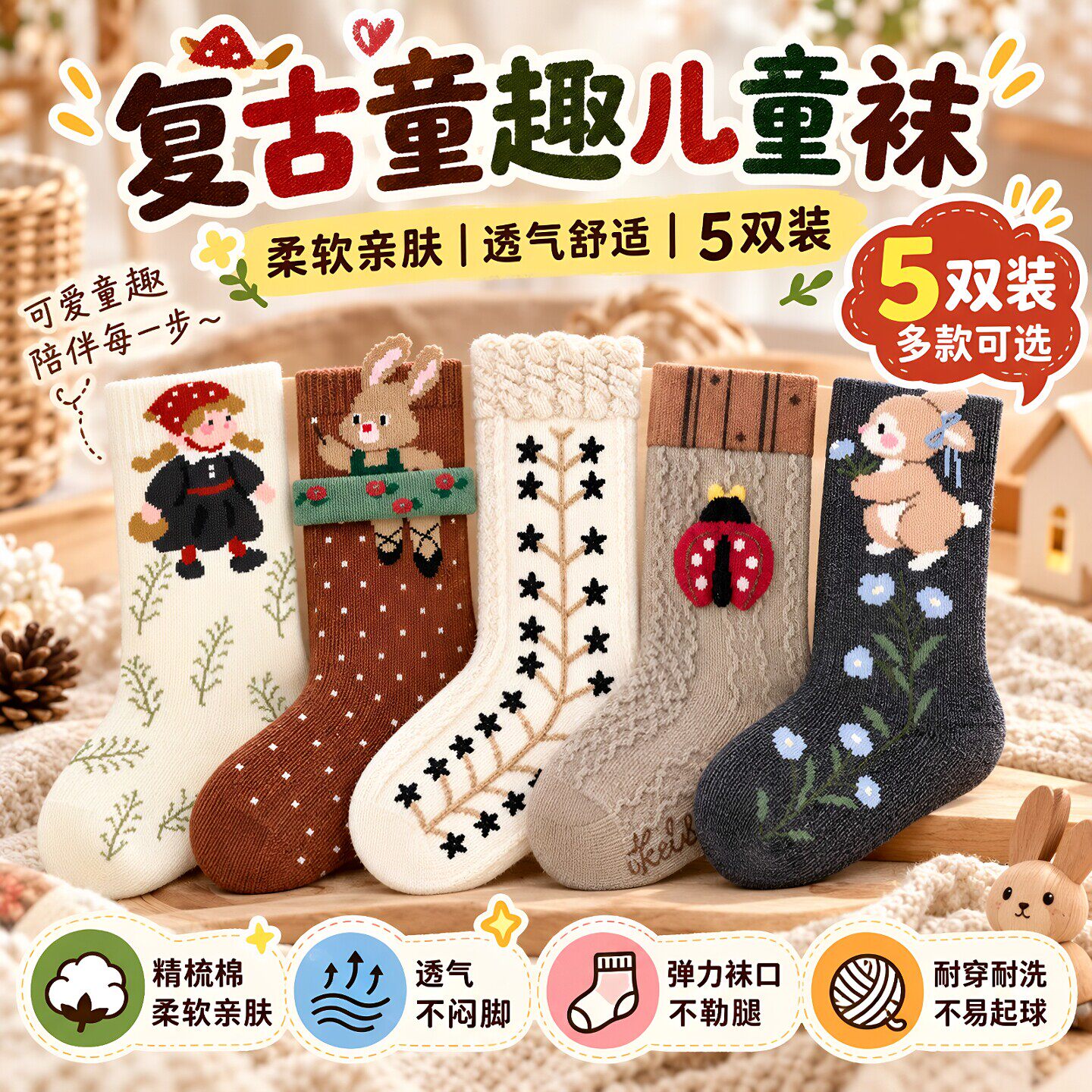 女童中筒袜儿童袜子秋季宝宝秋冬