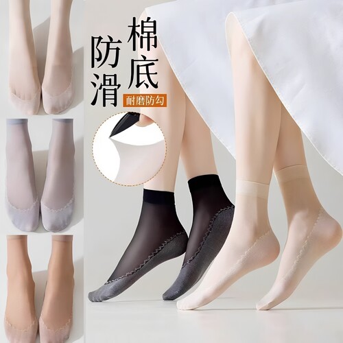 女棉底薄款防勾丝耐磨中筒丝袜