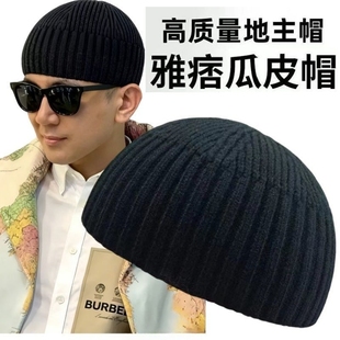 秋冬帽子男潮针织帽韩版瓜皮地主帽毛线帽雅痞帽嘻哈光头男帽时尚