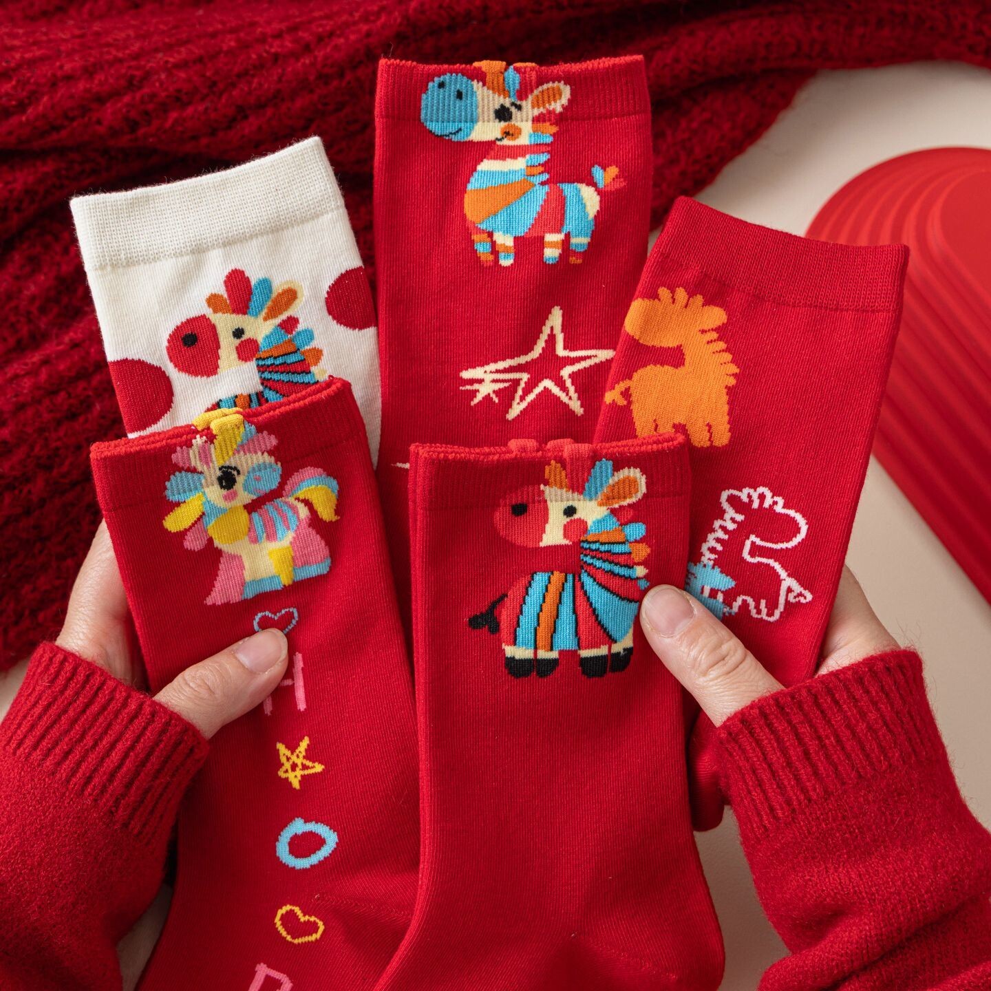 2026马年本命年袜子红色属马的女士女款儿童女孩子女童男童小礼物