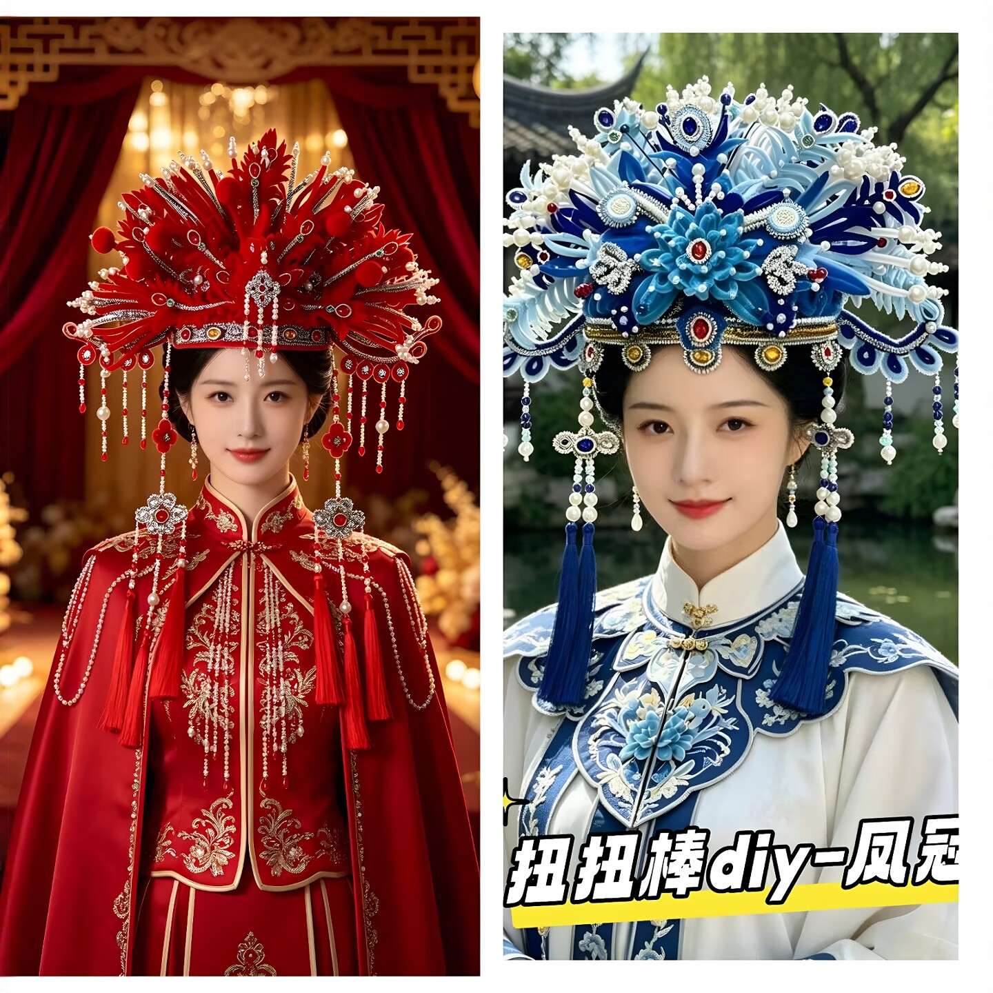 蓝黛凤冠扭扭棒手工diy材料包