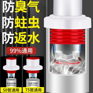 下水管防返臭神器管道防臭密封塞厨房下水道防倒灌排水管堵口器