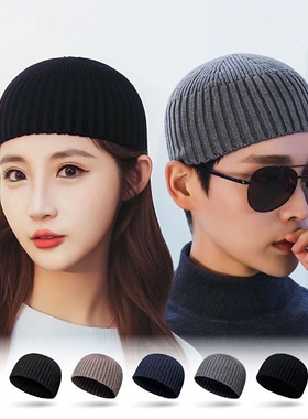 光板地主帽男女士秋冬季雅痞大头围钩针帽子毛线帽冷帽针织瓜皮帽