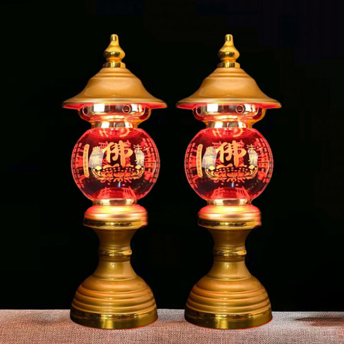 led七彩水晶莲花灯家用长明灯