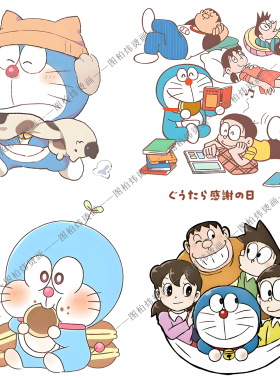 新款多啦A梦叮当动漫卡通烫画潮牌短袖T恤热转印熨烫贴可水洗logo