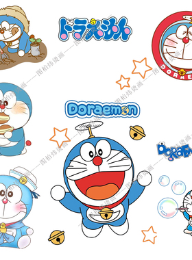 新款多啦A梦叮当动漫卡通烫画潮牌短袖T恤热转印熨烫贴可水洗logo