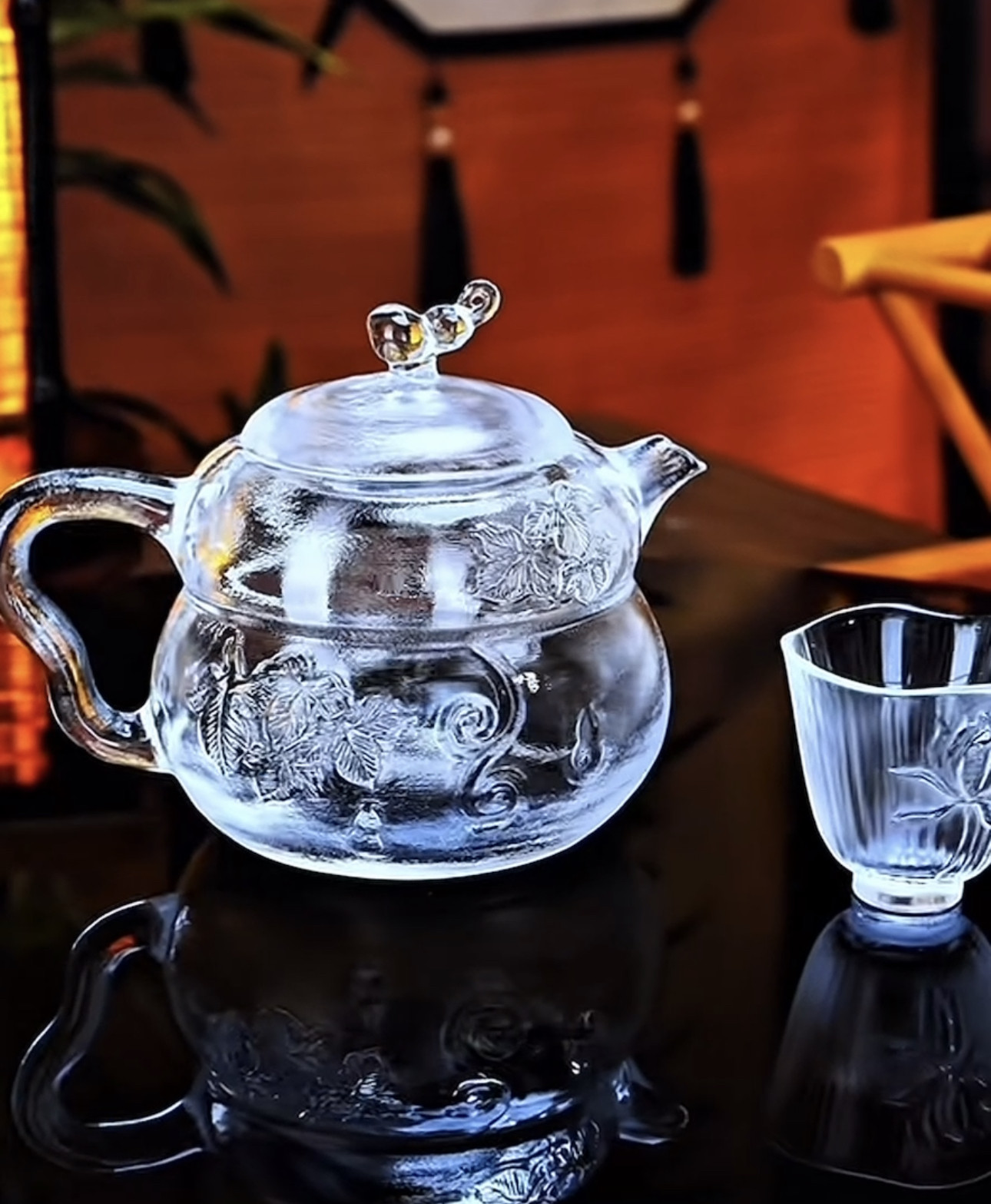 原矿水晶杯水晶葫芦杯手工雕刻茶壶手抓壶家用办公泡茶壶送礼