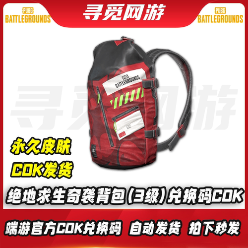 PUBG绝地求生奇袭背包3级背包吃鸡奇袭三级背包红色背包兑换码CDK