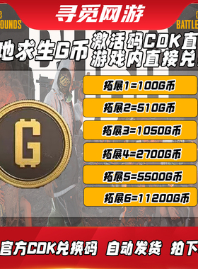 PUBGG币绝地求生G币吃鸡gb点券游戏币官方充值全区通用兑换码CDK