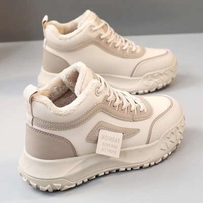 高筒真皮老爹鞋女加绒2025年冬季新款加厚保暖时尚运动鞋二棉鞋子
