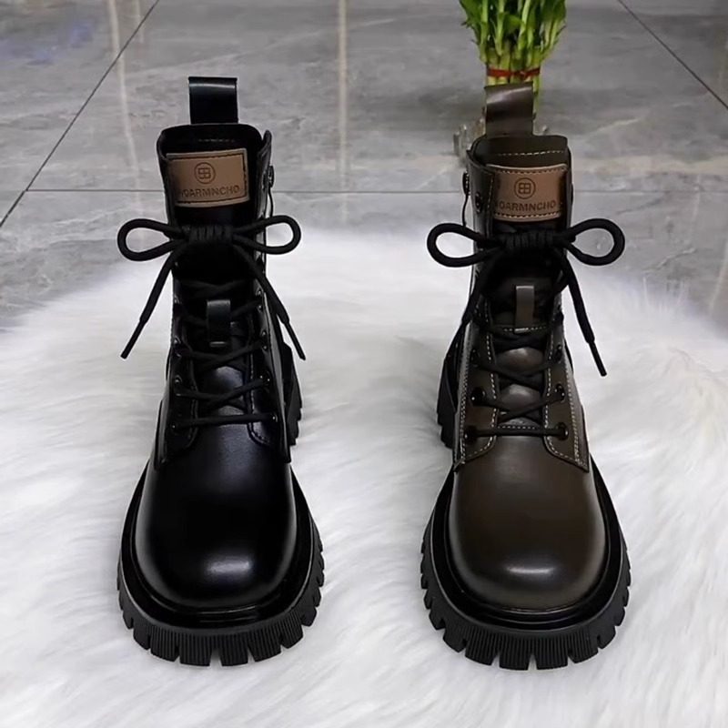 真皮马丁靴女英伦风2025年秋冬季新款厚底单靴时尚百搭爆款短靴子
