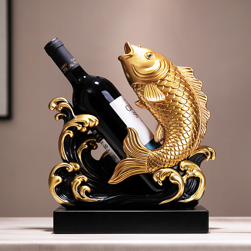 锦鲤年年有余红酒架摆件