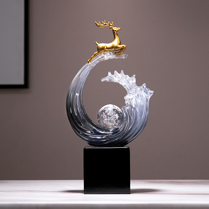 风生水起仿水晶摆件招财福鹿办公室电视柜酒柜装饰品乔迁新居礼物,家居饰品,装饰摆件,淘宝优惠券,粉丝福利购,淘宝优惠卷