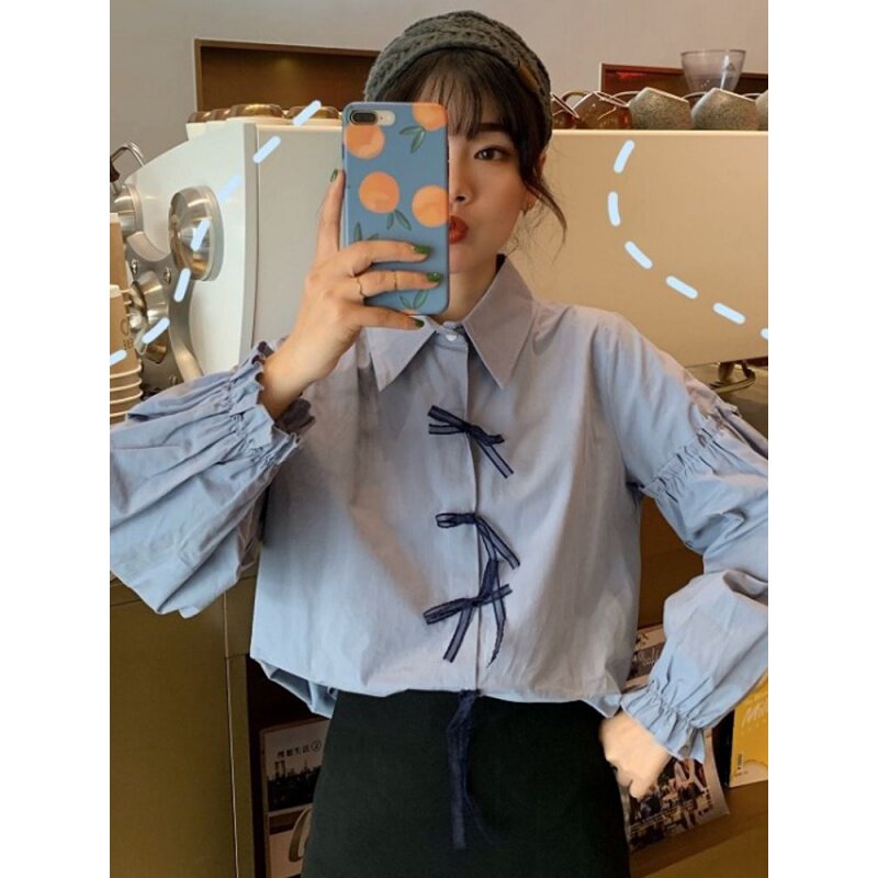 春秋新款2020韩版宽松百搭白衬衫女设计感小众气质蝴蝶结长袖衬衣在类目 女装/女士精品, 衬衫中 - 来自Buy2taobao.com提供专业的淘宝代购服务