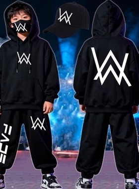 艾伦沃克同款战衣嘉豪夜光衣服中小学生舞团成人加绒卫衣套装男女