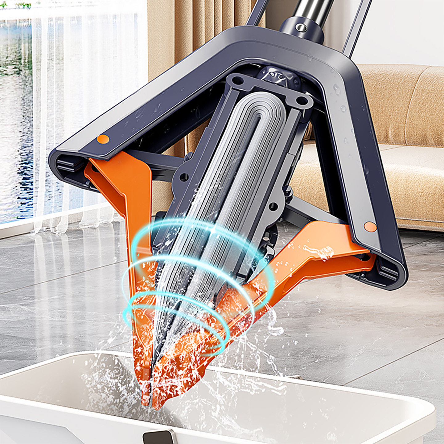 日本正品海绵吸水拖把新款家用一拖净免手洗对折式进口懒人胶棉地