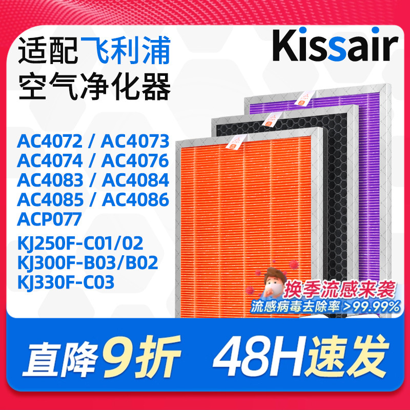 适配飞利浦空气净化器过滤芯ac4141+ac4143+ac4144过滤网除尘除醛