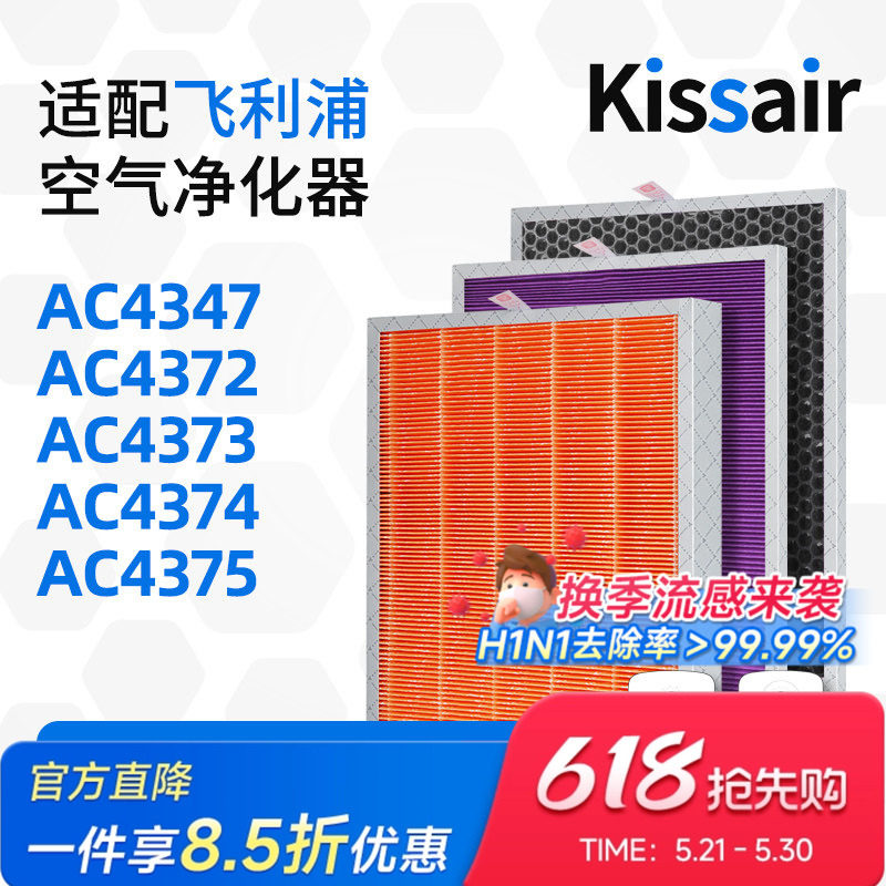 适配飞利浦空气净化器过滤芯AC4374/AC4375/AC4372/AC4138过滤网