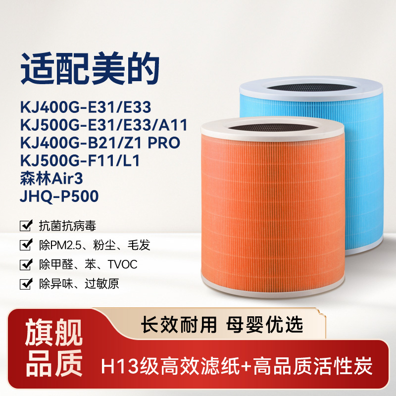 适配美的空气净化器滤芯KJ400G/KJ500G-E31/E33过滤网森林Air3