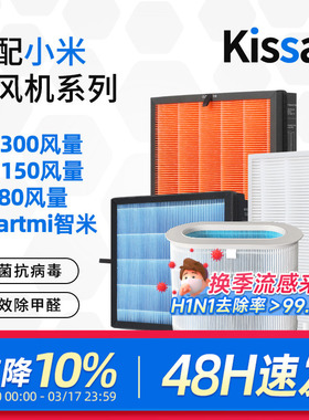 适配小米米家新风机滤芯A1/G1/C1中高效滤网150/300风量过滤网