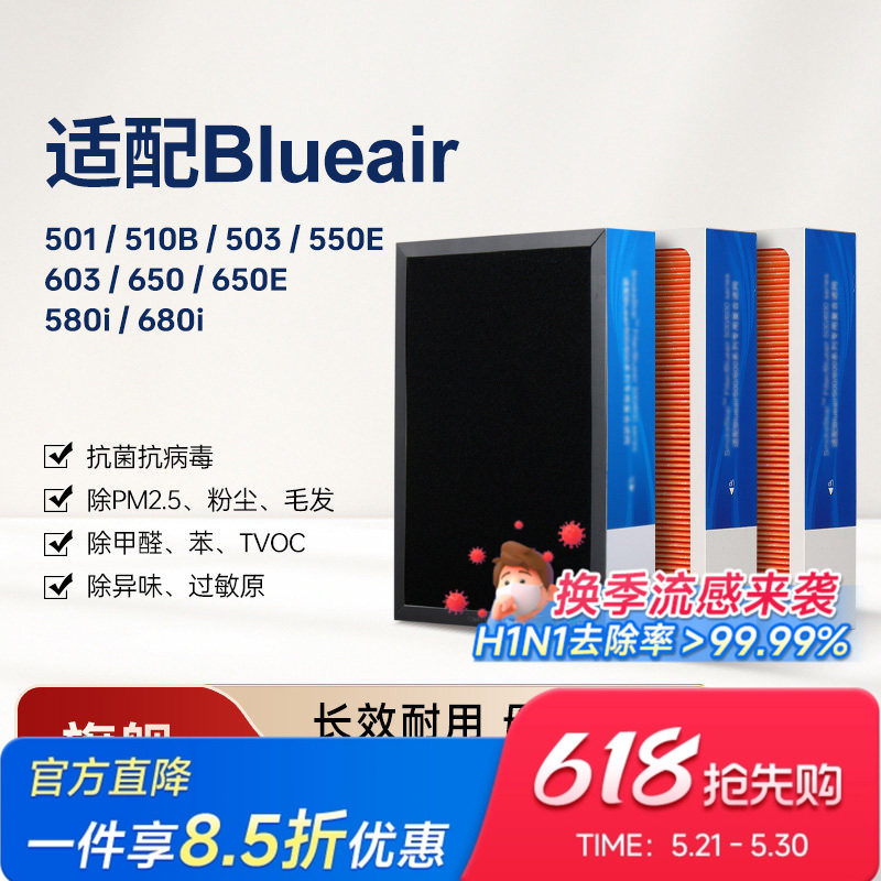 适配blueair滤网布鲁雅尔501/503/580i空气净化器过滤芯603/650