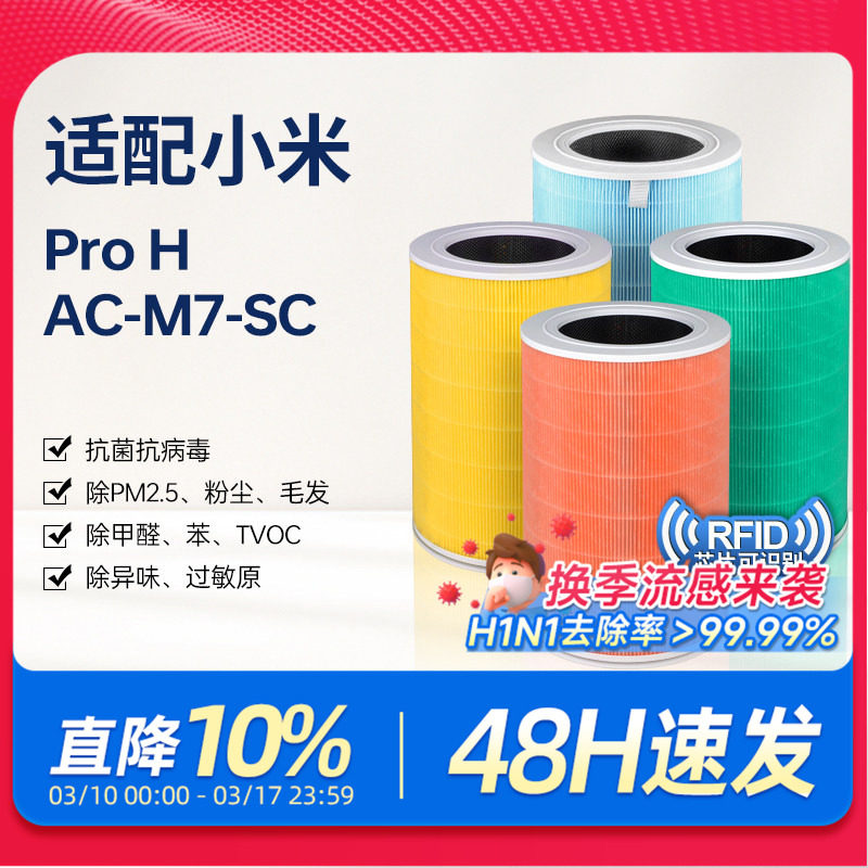 适配小米米家空气净化器滤芯ProH/AC-M7-SC除甲醛除尘复合过滤网