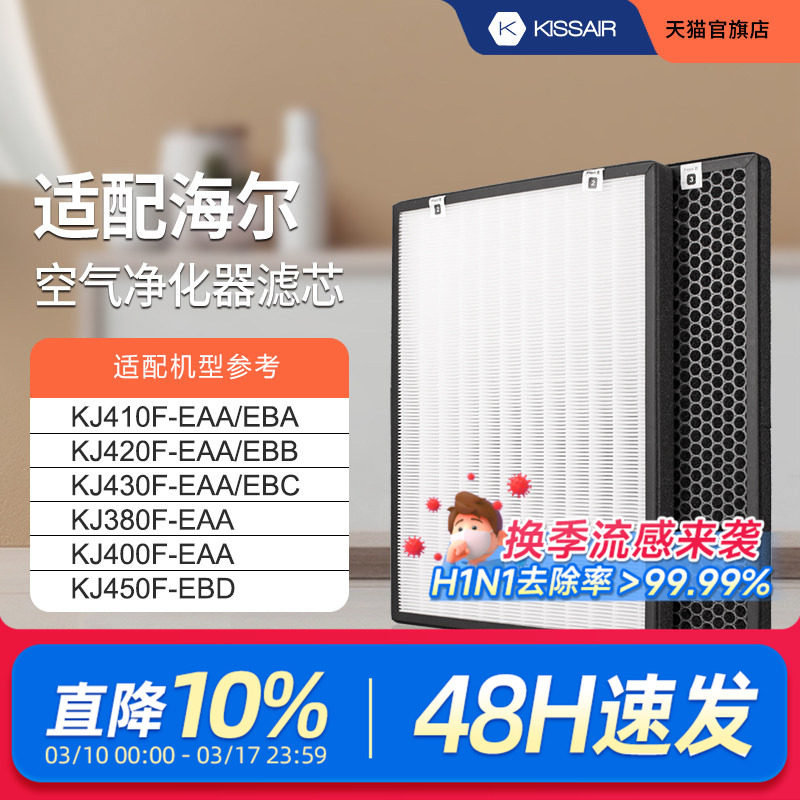 适配海尔空气净化器滤网KJ400F-EAA/KJ410F-EAA/EBA家用除醛滤芯