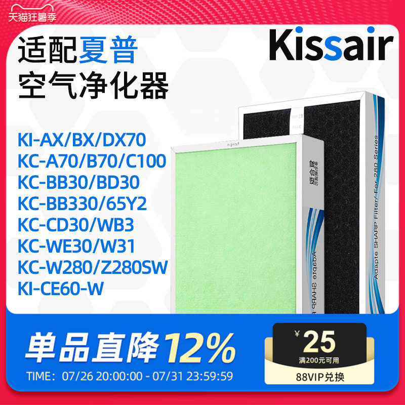 适配夏普空气净化器滤网KC-Z280/KIAX70/BX70过滤芯CE60/WE30/31